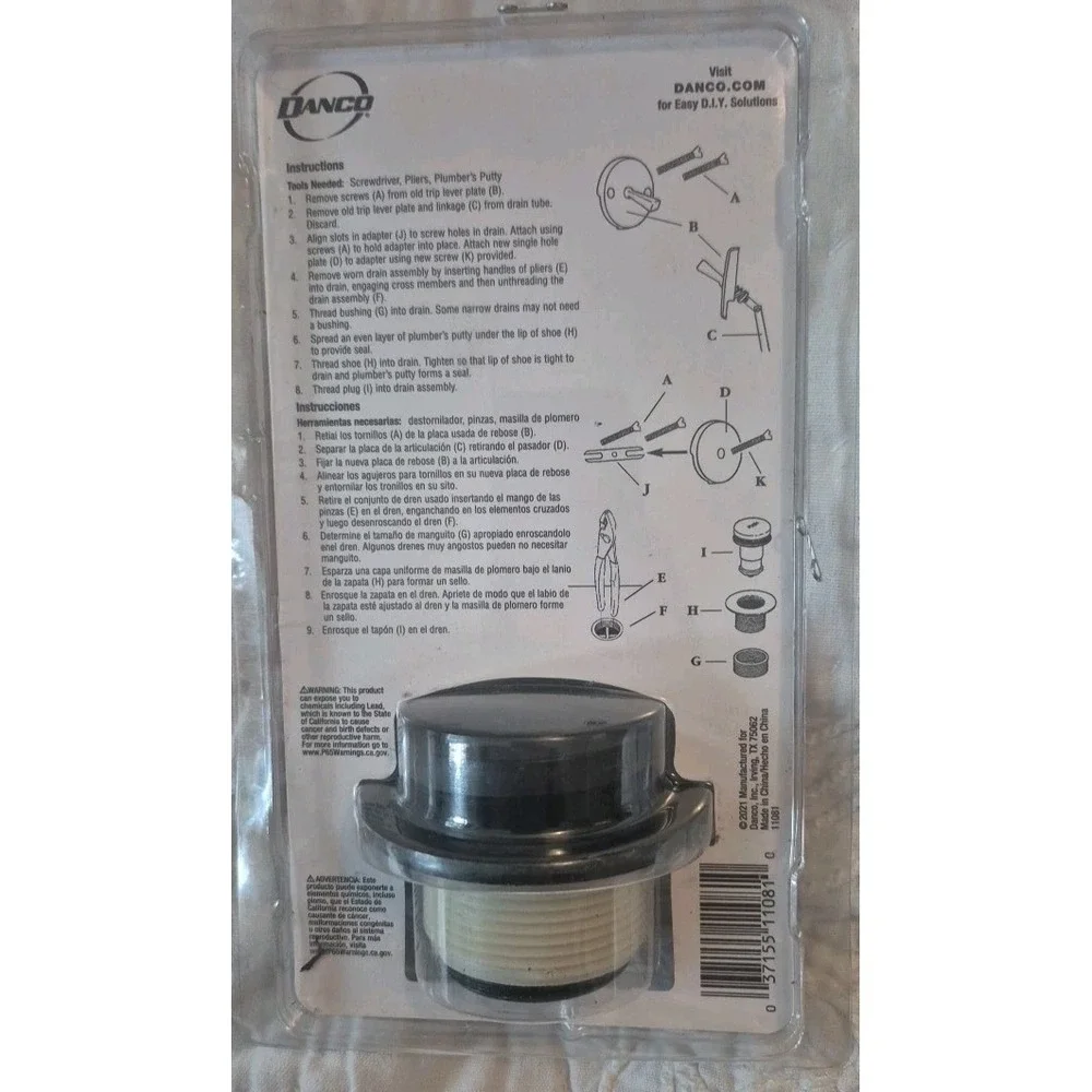 89393 Danco 2.75-in MATTE BLACK Foot Lock‎ Trim Kit Touch Toe Stopper Kit